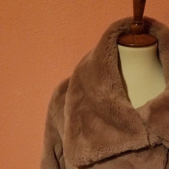 TIMING Mauve Plush Faux Fur Glam Peacoat - Picture 3 of 8
